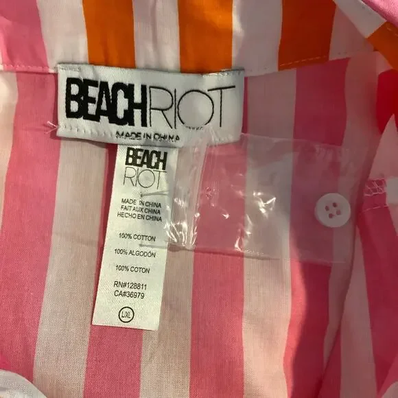Beach Riot Alexa Pink Orange Swimsuit Cover Up Top Sunset Stripes Large XL NWOT - Picture 6 of 7